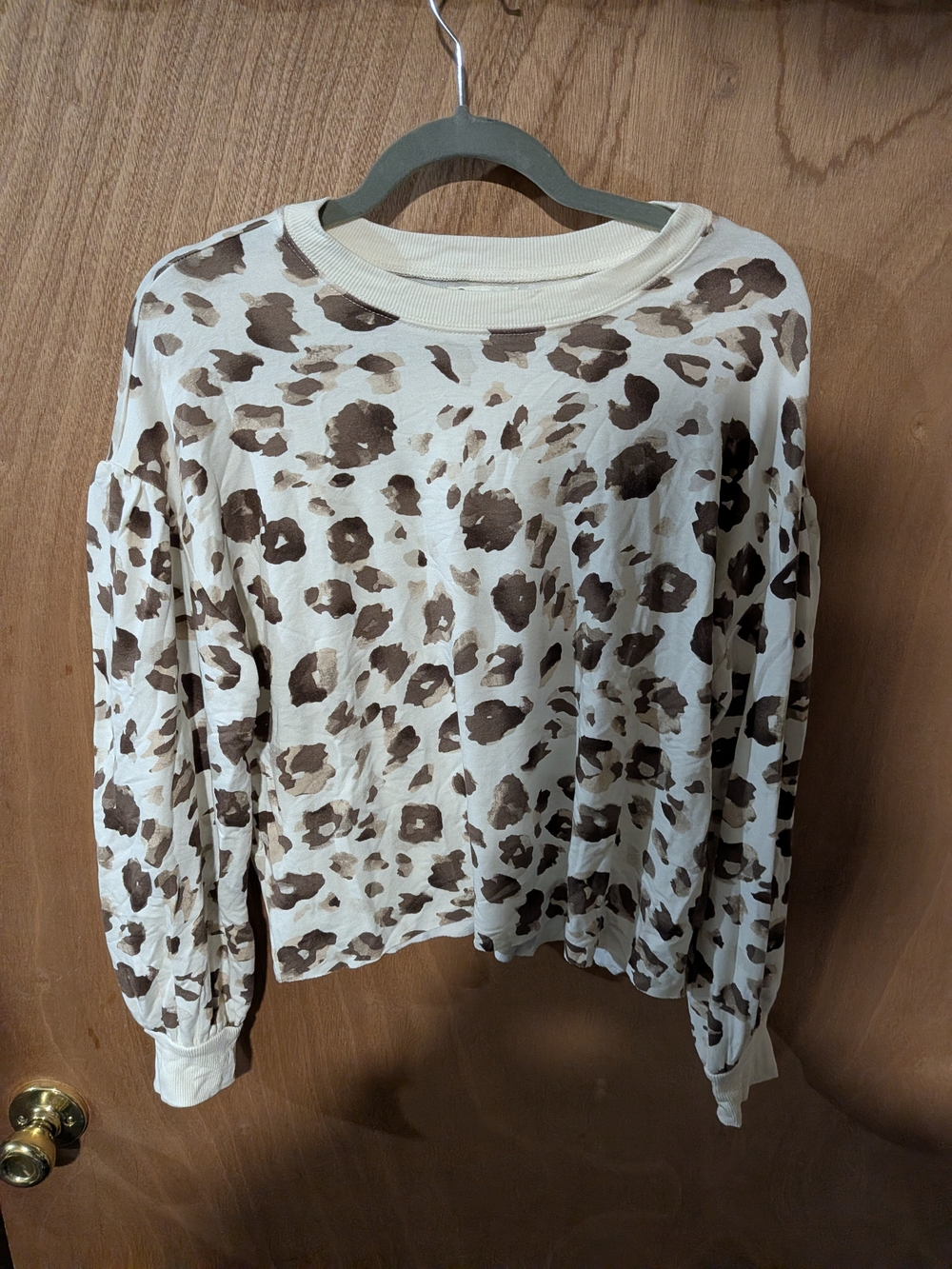 Versona Cream and Brown Leopard Crewneck Sweater